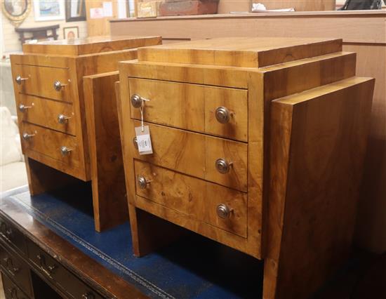 A pair of Deco-style bedside cabinets W.55cm